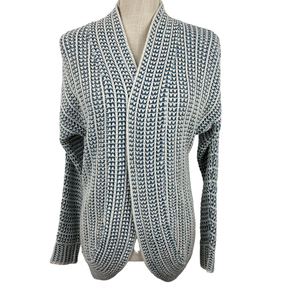 Pink Republic Knitted Cardigan Sweater Womens Sz S Blue White Open‎ Front Chunky